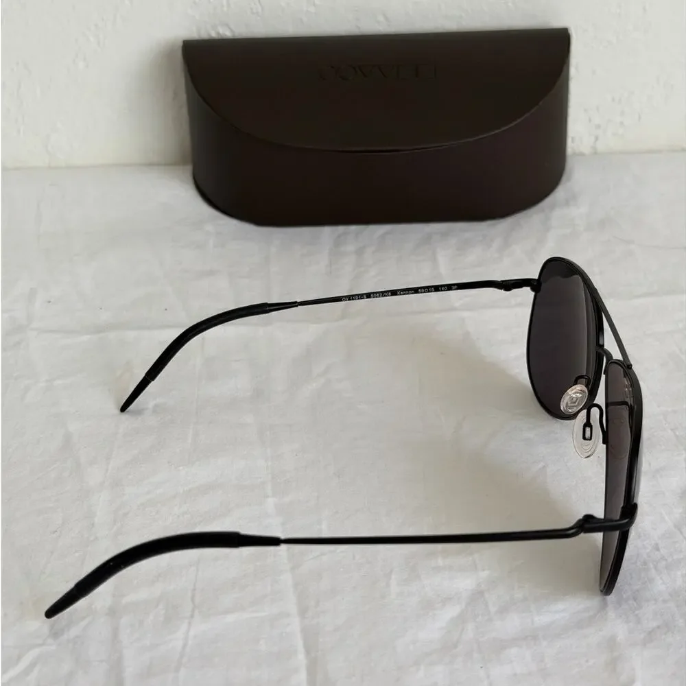 Oliver Peoples Kannon Polarized Aviators OV1191-S Black Chrome + Dark Grey Lens